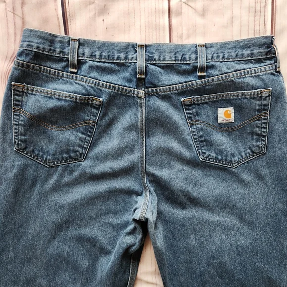 Carhartt "Holter" Relaxed Fit Straight Leg Blue Jeans | Men's Size 40x34 - Picture 6 of 11